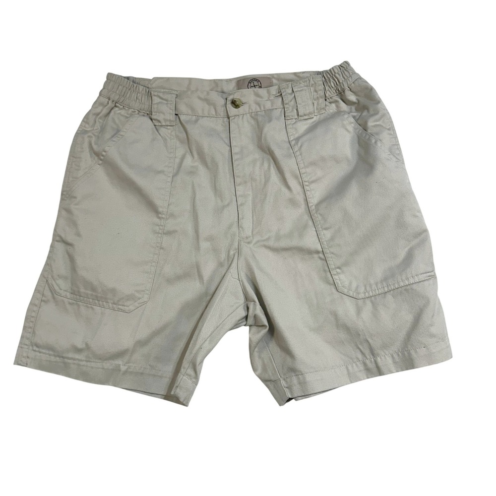 Vintage Mens Dad Tan Cargo Shorts Size 34 Elastic Waist Utility Khaki 062 Gorp